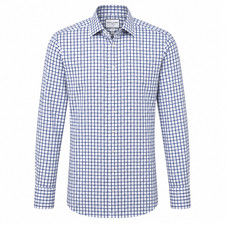 CHARLES TYRWHITT Shirt Mens 16/36 Slim Fit Non Iron Blue White Check Cotton