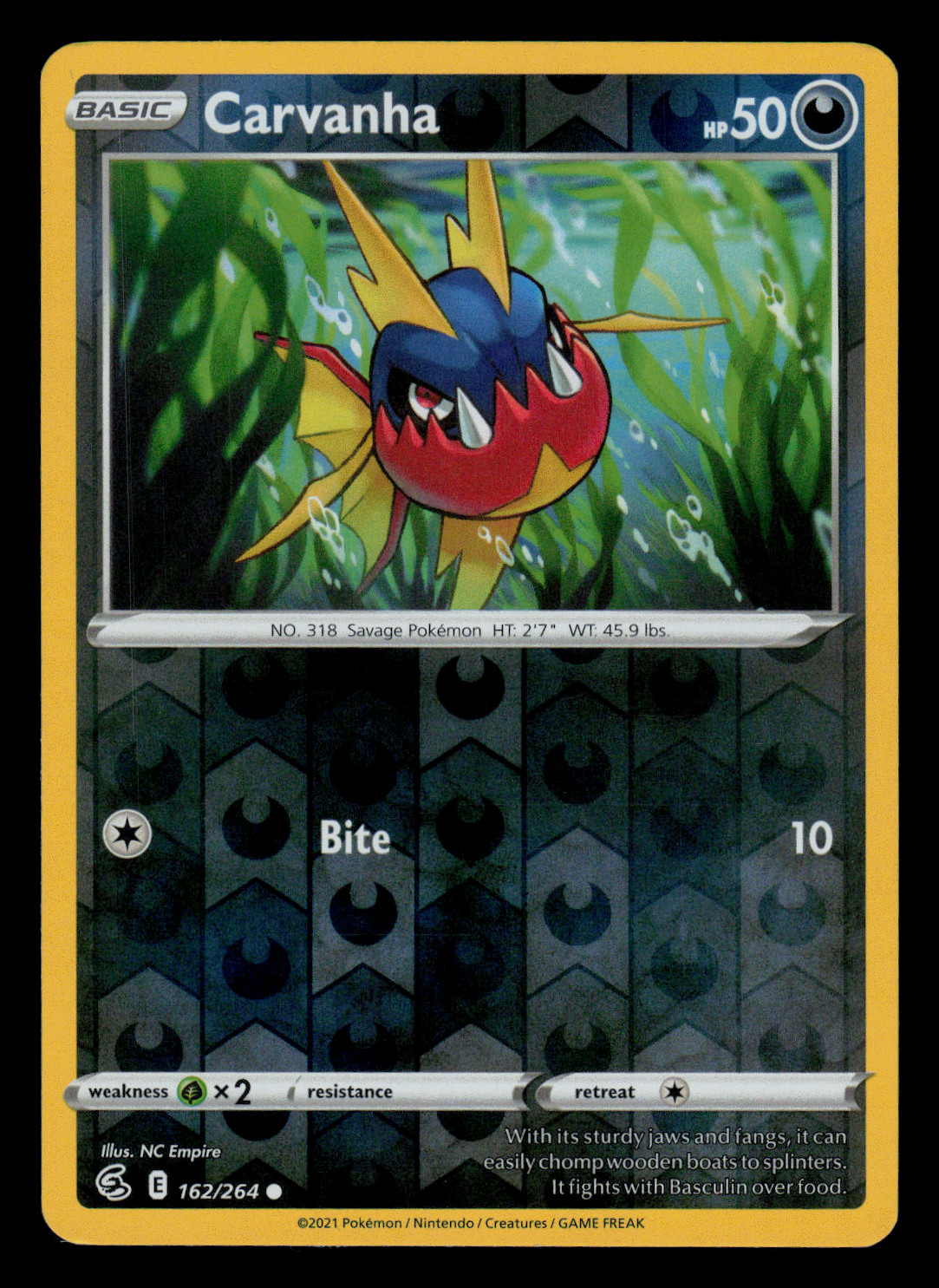 NM/EXC - Pokemon Carvanha 162/264 Fusion Strike Reverse Holo Common