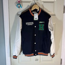 Stranger Things Hawkins High Snap Front Fleece Varsity Jacket Kid SZ 14 Netflix