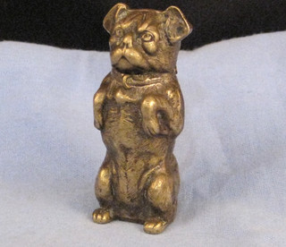 ANTIQUE VICTORIAN FIGURAL NOVELTY BRASS PUG DOG VESTA CASE MATCHSAFE MATCH BOX