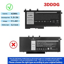 42Wh 3DDDG Battery for Dell Latitude 15 3520 3530 E5280 E5480 E5580 D4CMT 93FTF