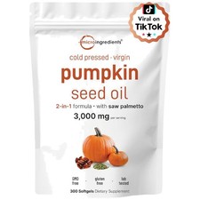 Max Strength Pumpkin Seed Oil 3000mg with Saw Palmetto - 100-Day Supply Softgels