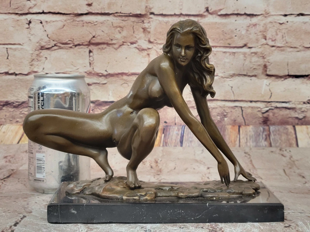 CONTEMPORARY BRONZE METAL SCULPTURE NUDE ABSTRACT FIGURATIVE FEMALE SIGNED GIFT