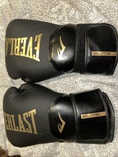 Image of Everlast Pro Style Elite 14Oz Boxing Gloves - Black and Gold  With Hand Wraps