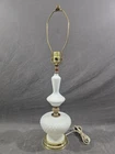 Vintage White Milk Glass Hobnail Bedside Lamp MCM Tested