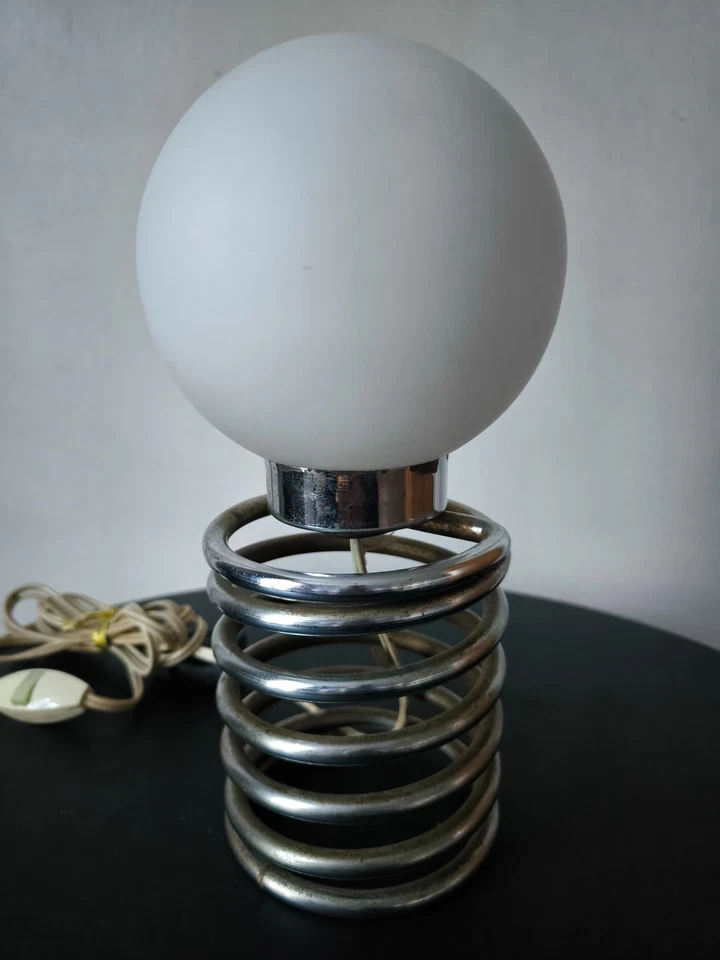 Lampe à poser RESSORT SPIRALE INGO MAURER Année 1970 Space Âge Vintage - Photo 3/4