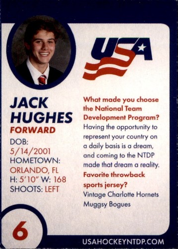Jack Hughes 2018/19 EE. UU. NTDP Team Emitida primera tarjeta - Imagen 2 de 2