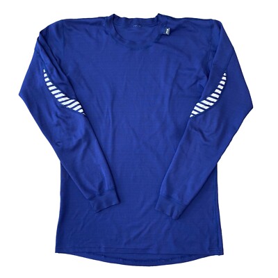 Helly Hansen Men's Stripe LIFA Performance Long Sleeve Crewneck Large Blue *Flaw
