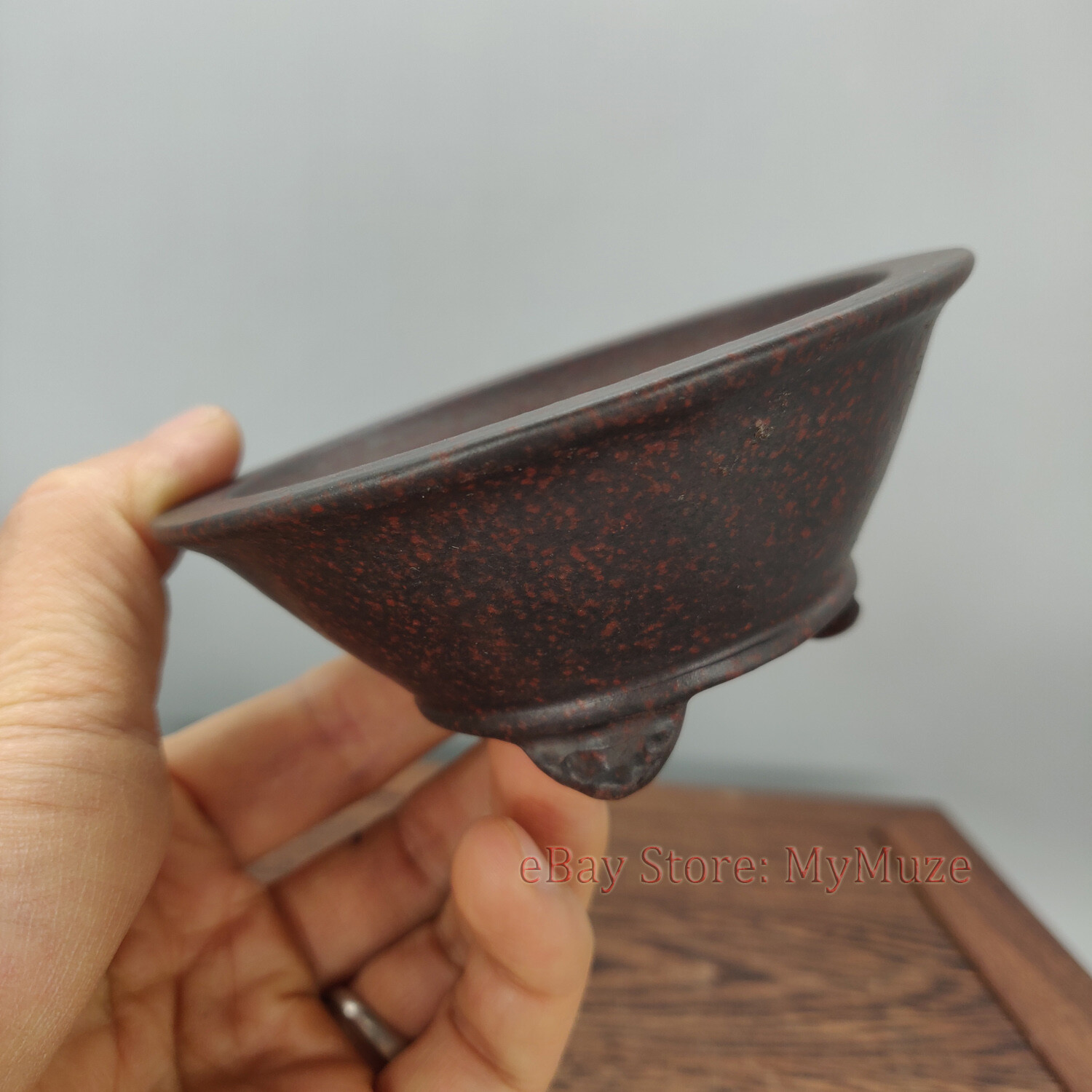 9.7x9.7x4.3cm Small Round Chinese Yixing Zisha Mame Bonsai Pot