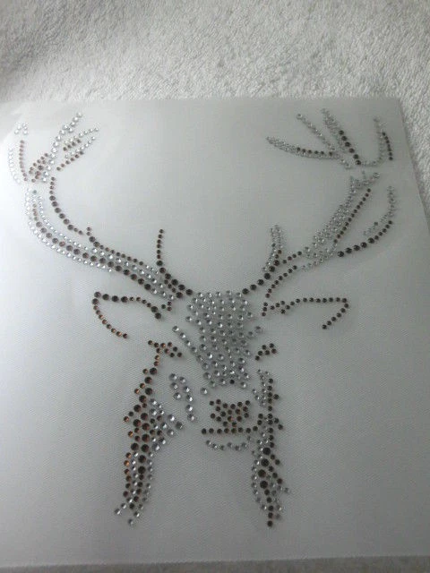 Hotfix Strass Bügelbild Motiv Applikation Kopf Hirsch 130827-a Black Dia. - Bild 3 von 4