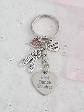 BALLET TEACHER THANK YOU BEST DANCE TEACHER KEYRING BAG CHARM LEAVING GIFT