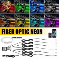 8M LED Neon Trim Light Glow Optic Strip Fiber Car Interior Ambient Lighting APP
