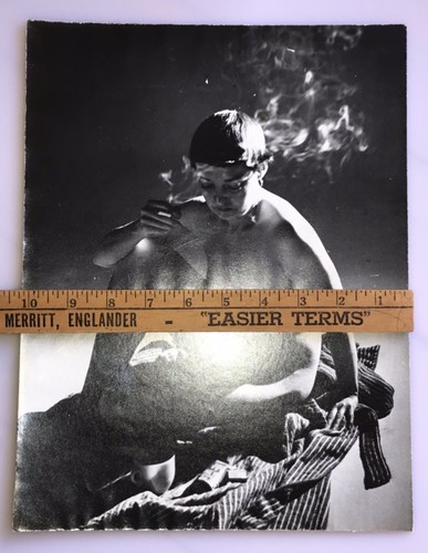 Nude Smoking Topless Female Risque Real Photo Self Portrait Vintage Print 13x10 - Picture 4 of 7