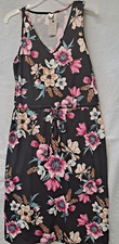 West Loop Black Multicolor Flowered Floral Women's Drawstring Dress Size XL