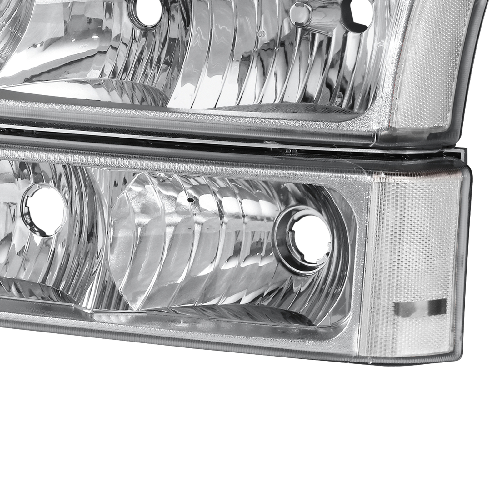 For 2003-2006 Chevrolet Silverado 1500 2500 3500 Chrome Headlights +Bumper Light
