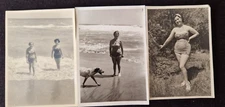 🎉Lot 4 old photos. Women, beach, swimsuit, sea, bikini, DOG, Spain in the 50-60