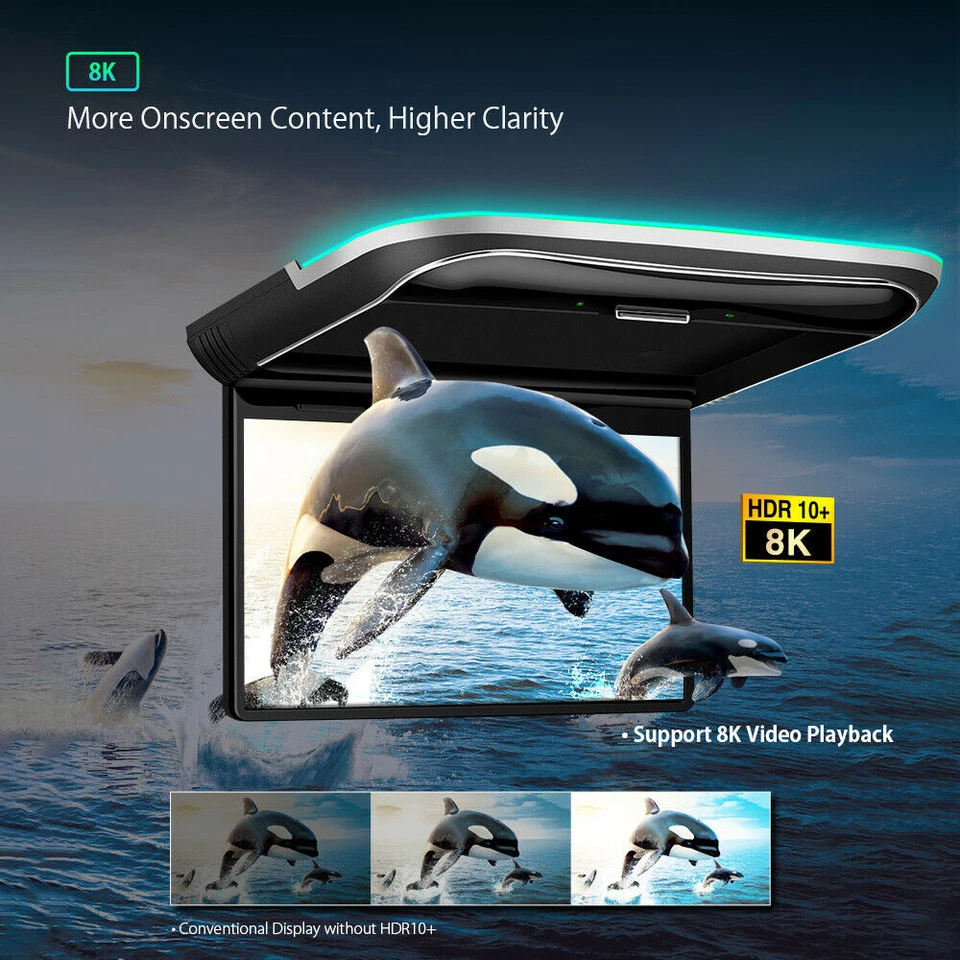 12.5" HDMI 1080P 8Core SUV MPV Car Roof Ceiling Flip Down TV Overhead Monitor - Image 4 of 4