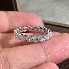 Elegant 925 Silver Ring Women Heart Cubic Zircon Wedding Jewelry Sz 6-10