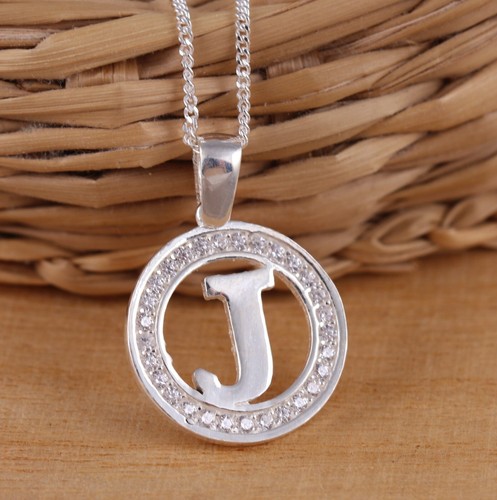 Solid 925 Sterling Silver CZ Letter Initial A-Z Pendant Charm Necklace Jewellery - Picture 13 of 25
