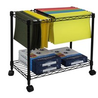 Black Metal Rolling File Cart Hanging File Folder Storage Shelf Office Organize Black Metal Rolling File Cart Hanging File Folder Storage Shelf Office Organize