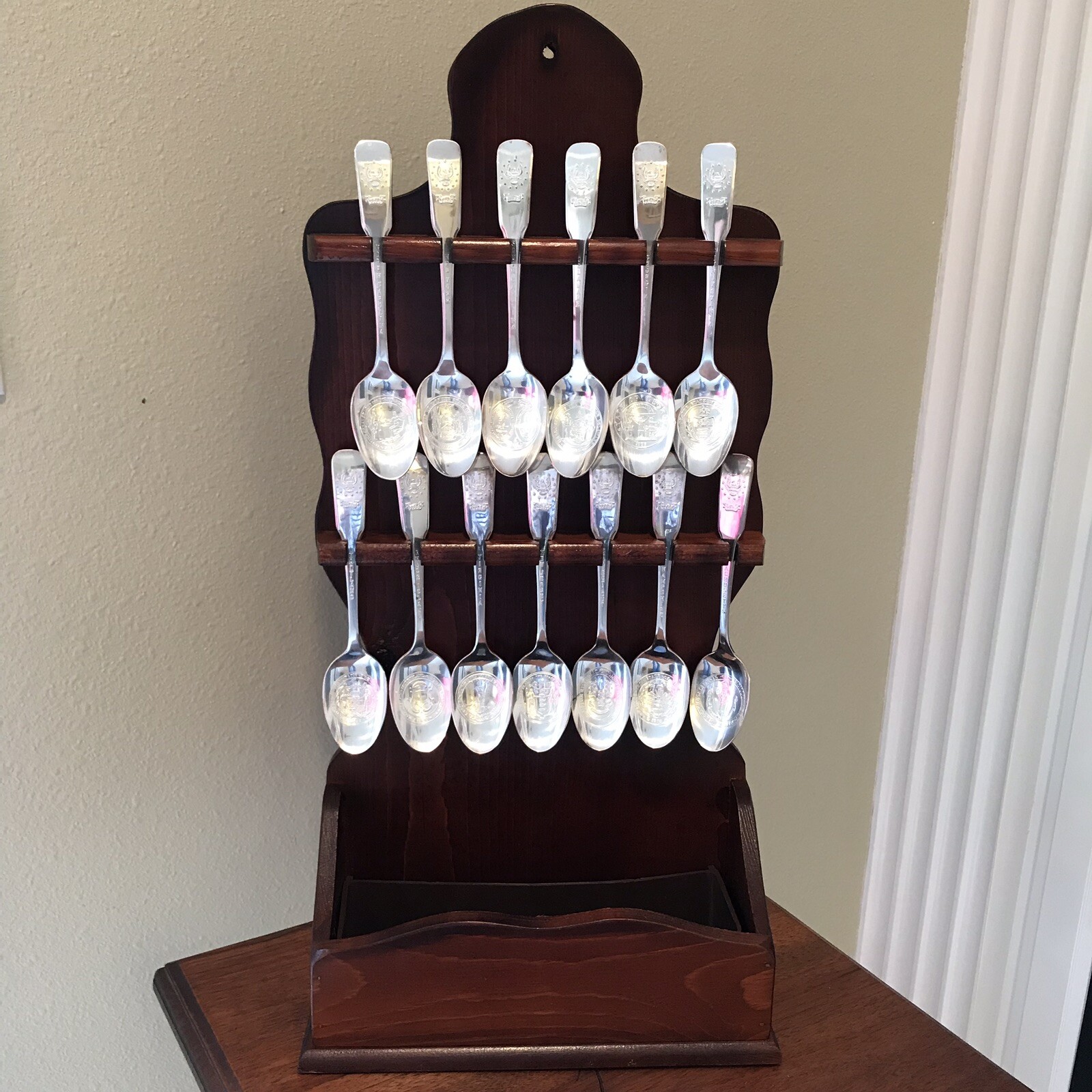 Commemorative Spoon Racks Thirteen Original Colonies Bicentennial Commemorative Spoon Collection ...