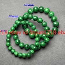 6/8/10/12/14mm Natural Green Jade Gemstone Round Beads Elastic Bracelet 7.5''