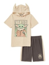 DISNEY STAR WARS GROGU "WANTED" BOYS 2 PIECE OUTFIT SIZE 4 5 6 8 10 NEW