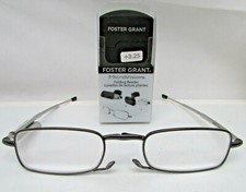 Foster Grant MicroVision GIDEON Folding Reader Glasses, Black, 3.25, New w/case