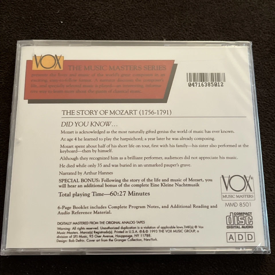 The Story Of Mozart In Words And Music - An Introduction To The Classics Cd 💿 Foto 2 de 2