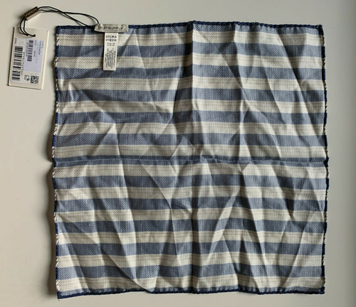 NWT Suitsupply Pocket Square Stripe Pattern Blue (PS18113) - Picture 5 of 6