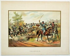 Antique Civil War Chromolithograph – U.S. Army Horse Artillery Charge 1865 Print