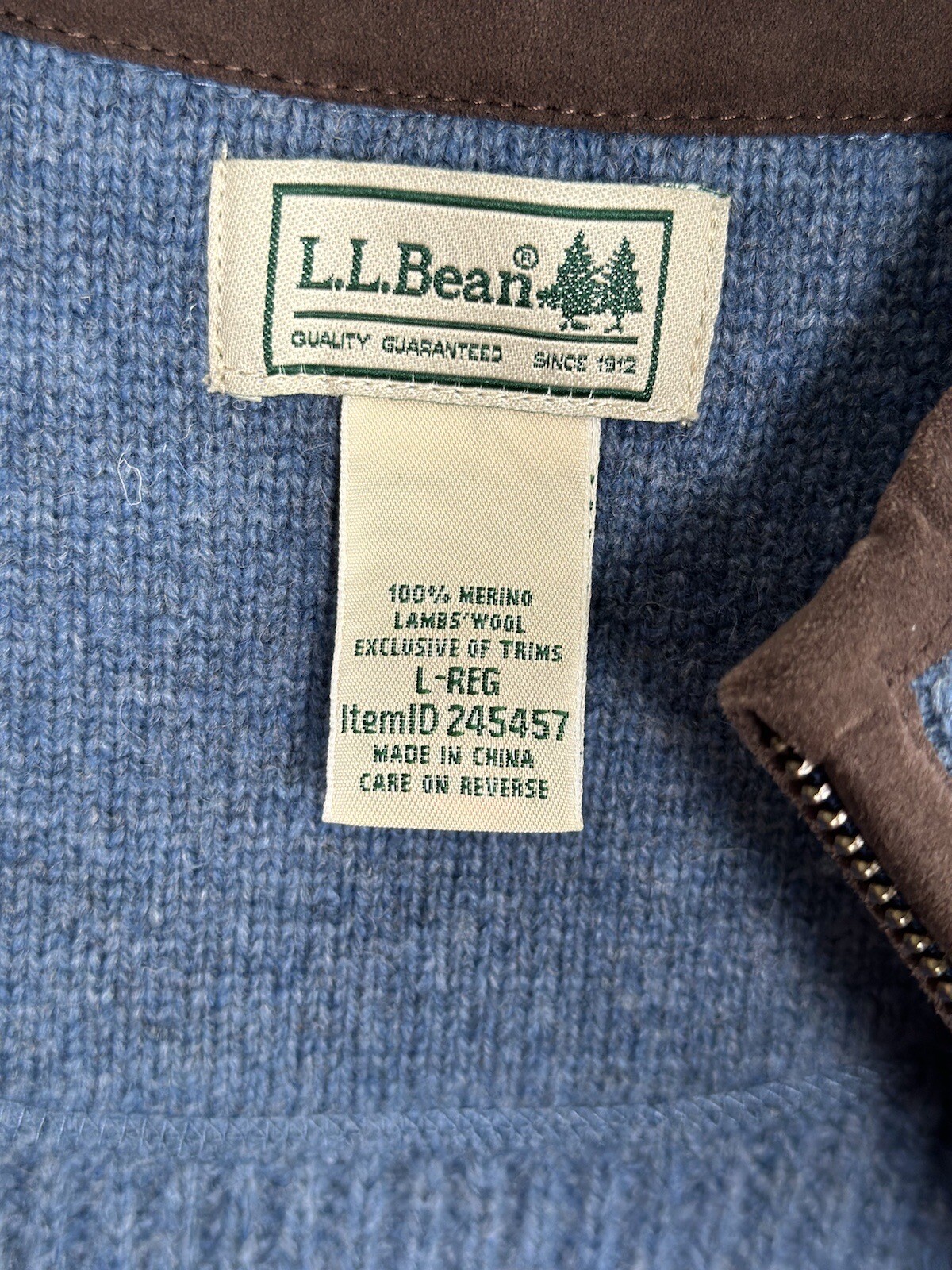 LL Bean Men’s 100 Merino Lamb's Wool Full Zip Blue Vest Size Large. eBay
