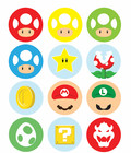 12 Super Mario edible paper, cupcake, cookie, oreo toppers CHOOSE SIZE pre cut