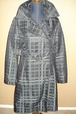 Mossimo Charcoal Gray Plaid Lined Belted Snap Button Trench Coat Jacket Size S