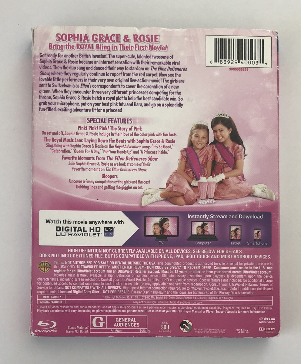 Sophia Grace & Rosie's Royal Adventure (Blu-ray/DVD, 2014) With
