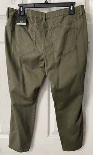 NWT a.n.a. A New Approach Size 14 Petite Olive Green Cargo Pants Cropped - 第 5/8 張圖片