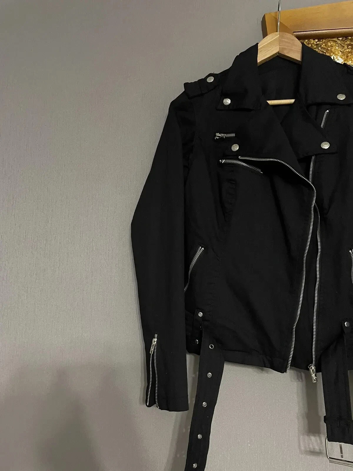 Giacca nera Tripp Nyc cotone biker stile Rick Owens Y2K gotico avant garde