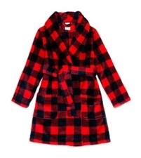 Wonder Nation NWT Boys Plush Robe, Red and Black Plaid, Small, 6/7 3-AB9