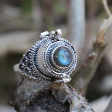 Silver Plated Rings For Women  Girl With Natural Labradorite Gemstone P145