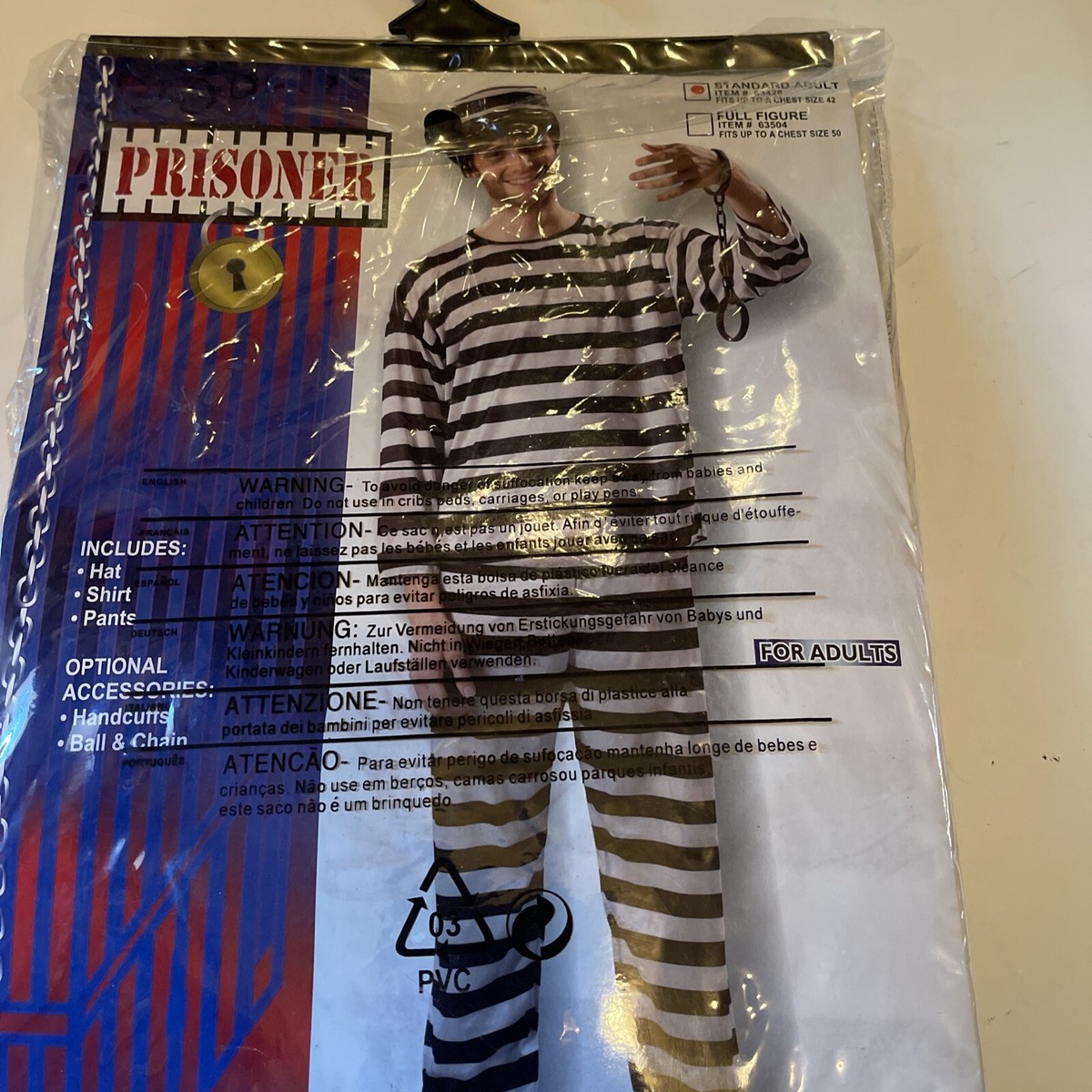 Adult Prisoner Convict Jailbird Costume New Sexy Halloween