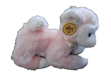 Vtg RARE Russ Berrie  Co Lani Baby Lamb Plush Toy 9" Fuzzy Pink w medallion tag