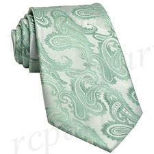 New Brand Q Men's Micro Fiber Paisley Neck Tie necktie only Laurel green wedding