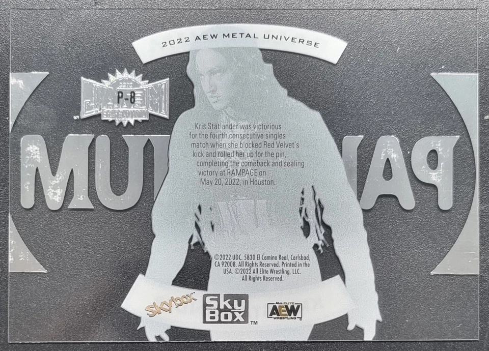 2022 AEW Kris Stratlander Palladium Upper Deck Skybox Metal Universe Mint #74112 - Image 2 of 2