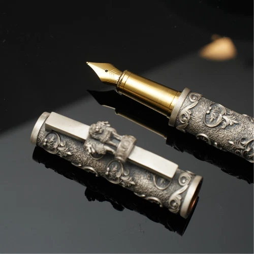 Pluma Estilográfica Estilo Vintage Diseño Lujo Escritura Plata Antigua 925 con Repuesto Foto 4 de 4