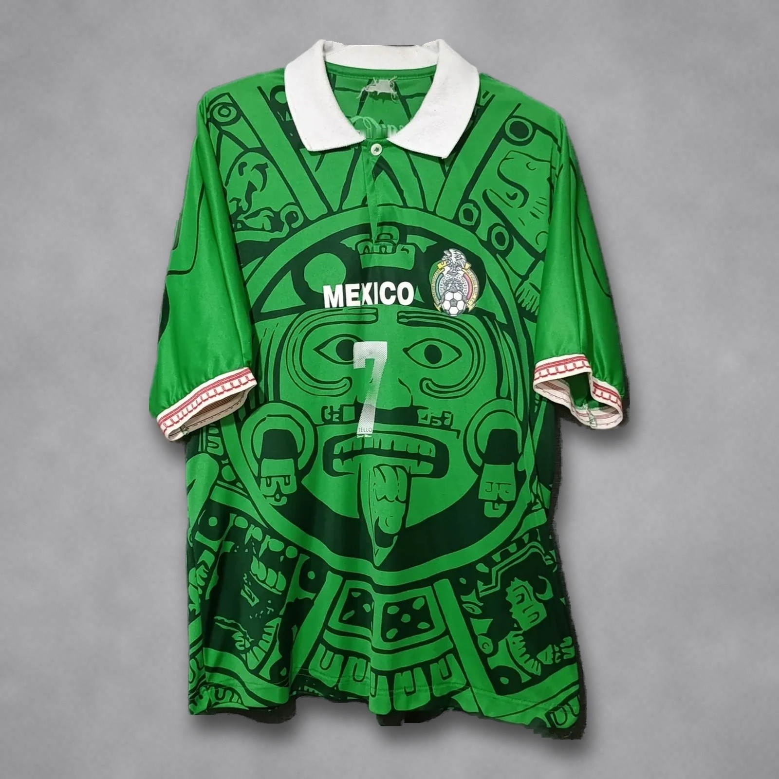 Mexico 1998 World Cup Coca-Cola Promo Jersey #7 Aztec Calendar Green Mens XL