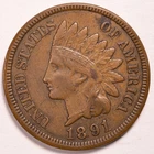 1891 Indian Head Penny Cent  Extremely Fine (XF)