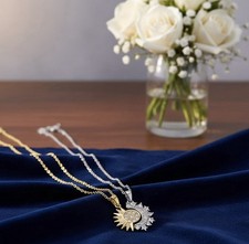 Stainless Steel Gold And Silver Sun And Moon Matching Necklaces For Couples