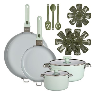 GoodCook Ceramic Cookware Set 14 Piece with Removable Handles Nonstick Pots &