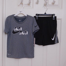 NWT 2pc Nike Gray White Black Logo Shirt Shorts Set sz 3t or 4t
