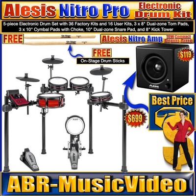 Alesis Nitro Pro Electronic Drum Kit & Alesis Nitro 70 Watt Compact Drum Amp